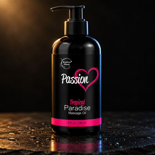 ROGER 9PM Warm-Up Massage Oil, 236 ml, on dark slate